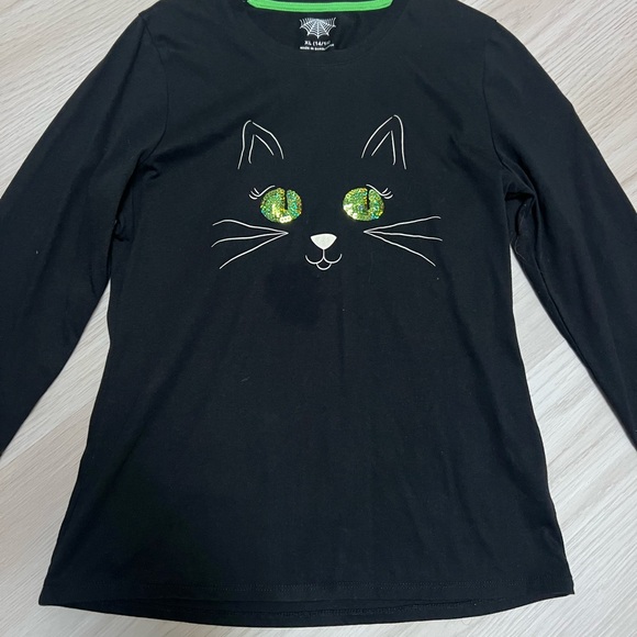 Black Cat Face Long Sleeve Tee - Picture 1 of 7